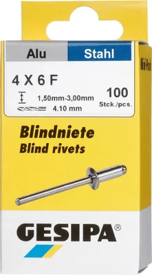 Produktbild von Gesipa Blindniet Alu/Stahl Flachrundkopf Mini-Pack 4x6mm a 100Stück