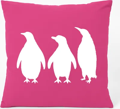 Produktbild von Huuraa Kissen Pinguine Silhouette 40x40cm mit Füllung Fuchsia Baumwolle Dekokissen Geschenkidee
