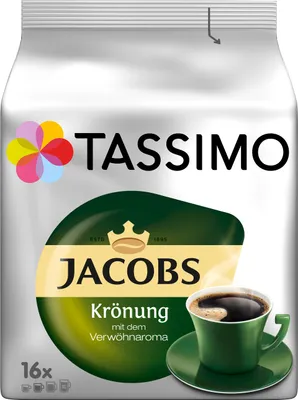Produktbild von Tassimo Jacobs Krönung, Kaffee, Arabica, Kaffeekapsel, gemahlener Röstkaffee, 5er Pack, 5 x 16 T-Discs
