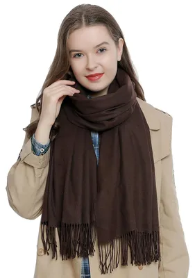 Produktbild von Damen Schal einfarbig weich 185 x 65 cm dunkelbraun