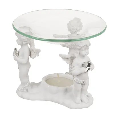Produktbild von Aromalampe Glasschale Ø 11,5 x 11 cm Stehende Engel mit Herzen Putto