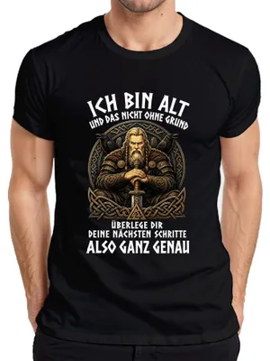 Obrázok produktu pre Som starý a to nie náhodou. Tričko s nápisom "Vikingský bojovník, Nórske pánstvo", čierna farba, veľkosť XXL