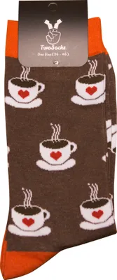 Produktbild von TwoSocks lustige Socken - Cappuccino Socken, Motivsocken für Damen & Herren  Baumwolle Einheitsgröße