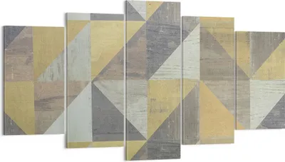 Produktbild von Bild auf Leinwand - Leinwandbild - 5 Teile - Abstraktion Geometrisch Dreiecke - 160x85cm - Wand Bild - Wanddeko - Wandbilder - Leinwanddruck - Bilder - Wanddekoration - Leinwand bilder - EA160x85-4884