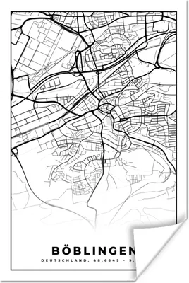 Produktbild von MuchoWow® Poster Stadtplan - Böblingen - Karte - Wegbeschreibung 40x60 cm - Plakate für die Wand - Poster Babyzimmer