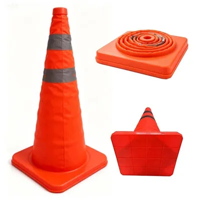 Produktbild von Zusammenklappbarer Verkehrskegel / reflektierender Warnpfosten für Parkplätze, 45 cm