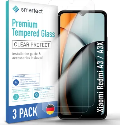Produktbild von 3x Schutzglas Panzerfolie Klar für Xiaomi Redmi A3 / A3X Displayschutz Hartglas
