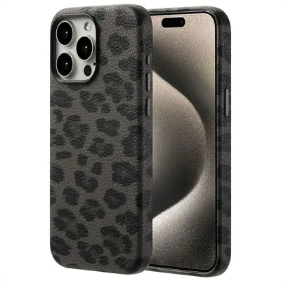 Productafbeelding van Selencia Sabi Backcover Panterprint met MagSafe voor de Apple iPhone 15 Pro Max - Midnight Black