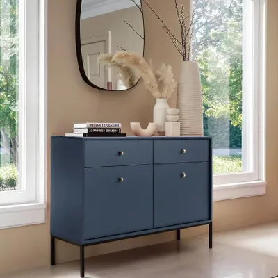 Produktbild von Kommode MONO MKSZ104 103 cm GRANATE Dunkelblau Marineblau Metallbeine Sideboard Highboard Schrank für das Wohnzimmer
