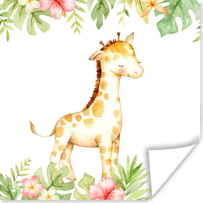 Produktbild von MuchoWow® Poster Giraffe - Aquarell - Dschungel 30x30 cm - Wandposter - Printing