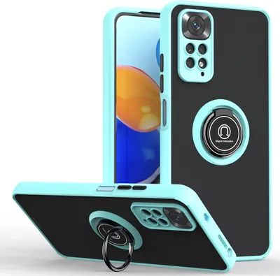 Image de Coque pour Xiaomi Redmi Note 11 Pro 5G / 4G coque en TPU translucide mat avec support d'anneau et stand Bleu