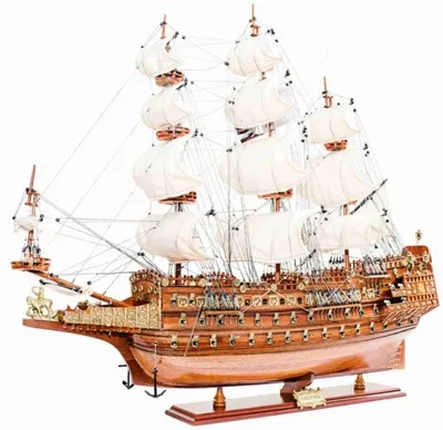 Immagine prodotto di Casa Padrino Astronave Sovrana dei mari con supporto in legno massiccio marrone 95 x 30 x H. 83 cm - Nave decorativa fatta a mano Nave di legno Nave a vela Nave da guerra - Accessori decorativi