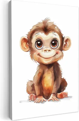 Produktbild von Leinwand Bilder 60x90 cm - Kinder Tiere - Affe, Bilder, Wanddeko, Wandbilder Wohnzimmer