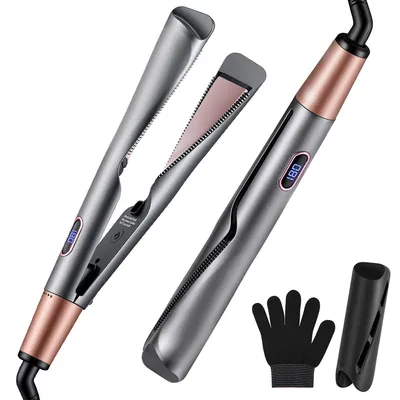 Produktbild von 2-in-1 Glätteisen und Lockenstab mit Keramikbeschichtung, 100–230°C, Ionen-Technologie, LCD Display, Schnellaufheizung