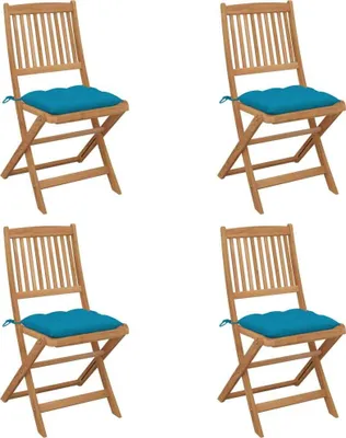 Produktbild von Klappbare Gartenstühle 4 Stk. mit Kissen Massivholz Akazie