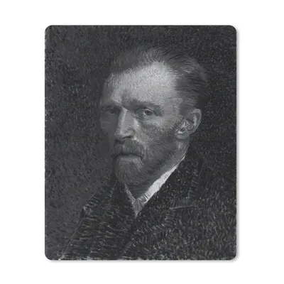 Produktbild von MuchoWow® Mauspad Mousepad Selbstporträt von Vincent van Gogh - Schwarz und weiß 30x40 cm - Mousepads - Maus Mat - Pad - Mausunterlage - Mausmatten