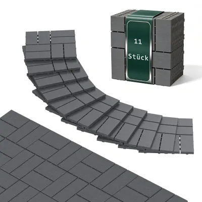 Productafbeelding van NAIZY Balkon- en terrasvloertegels, houtlook, PE-kunststof, 30x30 cm, patroon 2 (8-tegels patroon), antraciet, eenvoudige klikverbinding, onderhoudsvriendelijk, 33 stuks (3 m²), geschikt voor binnen- en buitengebruik