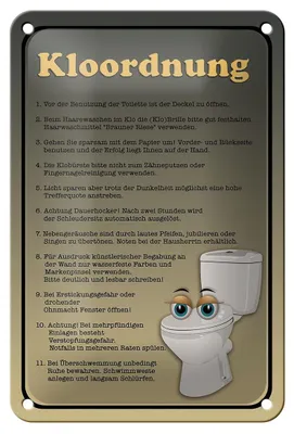 Produktbild von Blechschild Spruch 12x18cm Kloordnung Toilette WC Regeln
