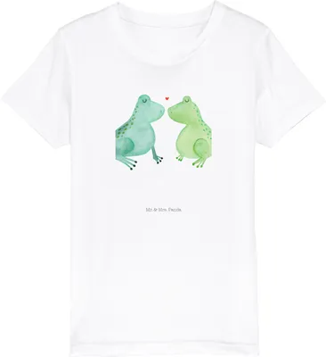 Produktbild von Mr. & Mrs. Panda Organic Kinder T-Shirt Frosch Liebe 12-14 Jahre (152/164) - Weiß - Geschenk, Frösche, Verheiratet, Mädchen, Hochzeitstag, Öko, Shirt, Hochzeit, Teenager