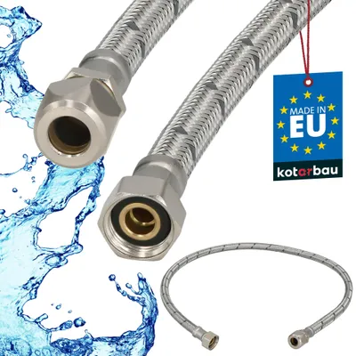 Obrázok produktu pre KOTARBAU® Flexibilná hadica 3/8 palca Vodná hadica 80 cm Odolná hadica 3/8“ x 3/8“ vonkajší priemer x stlačiteľná Pripojovacia hadica Armatúry a sanitárne hadice Vodovodný kohútik