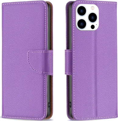 Produktbild von Mobigear Excellent iPhone 16 Pro Max Hülle Klapphülle Geldbörse - Lila