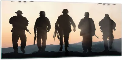 Produktbild von Bilder auf glas - Armee Militaria - 120x50cm - Glasbilder - Wandbilder - Kunstdruck - zum Aufhängen bereit - Wanddekoration aus Glas - Glas Bilder - Wandbild auf Glas - Einteilig - GAB120x50-3436