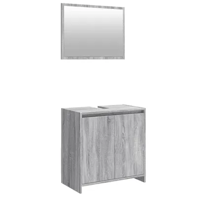 Produktbild von 2-tlg. Badmöbel-Set Grau Sonoma Holzwerkstoff