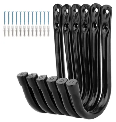 Productafbeelding van J-haken voor garage, 8,8 cm, robuuste stalen haak, wandbevestiging voor het ophangen van tuingereedschap, fitnessapparatuur, maximaal draagvermogen: 20 kg