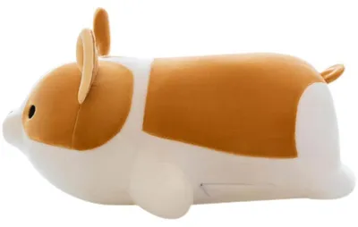 Image de Coussin en forme de chien Corgi en peluche, jaune, 60 cm
