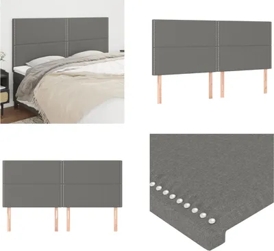 Produktbild von vidaXL Kopfteile 4 Stk. Dunkelgrau 90x5x78/88 cm Stoff - Kopfteil - Kopfteile - Bett-Kopfteil - Bettkopfteil