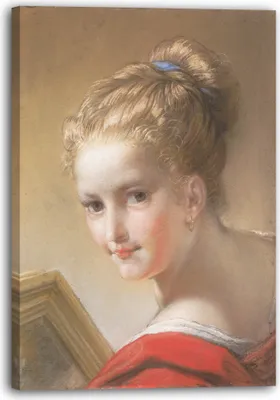 Produktbild von Leinwandbild (40x60cm): Benedetto Luti - Studie eines Mädchens in Rot, echter Holz-Keilrahmen inkl. Aufhänger, handgefertigt in Deutschland