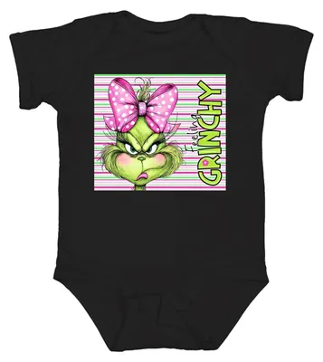 Productafbeelding van "Feelin' Grinchy" - Grappig kerstcadeau, unisex babyromper, zwart, maat 3/6 maanden