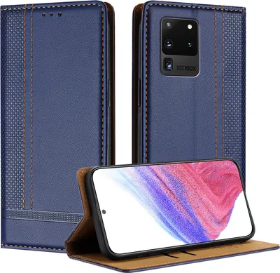 Immagine prodotto di Custodia per Samsung Galaxy S20 Ultra in pelle con funzione di supporto blu
