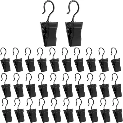Produktbild von Gardinenclips 100 Stück, Schwarz, Edelstahl, Metallklammern für Schlafzimmer, Robust und Langlebig