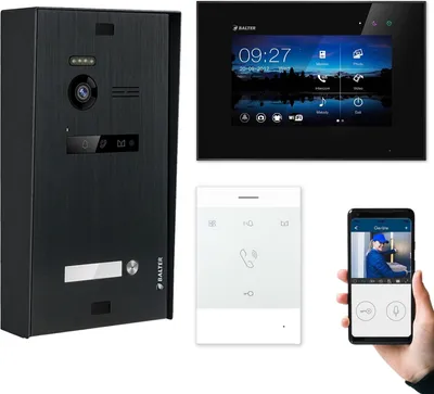 Produktbild von BALTER EVO Aufputz Schwarz 7" WiFi Monitor Schwarz + Talk Video Türsprechanlage Set 1 Familienhaus