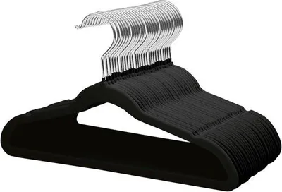Produktbild von Famanu Kinderkleiderbügel 35 cm - Ultra-dünn, 360° drehbar, Antirutsch, 32 Stück - Schwarz