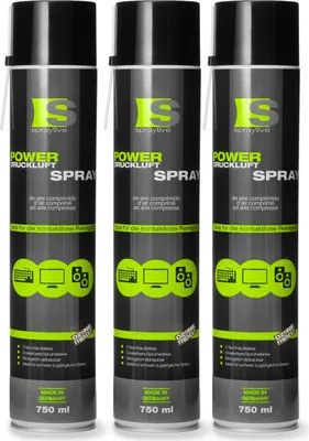 Produktbild von Spraytive 3 x 750ml Power Druckluftspray - Air Duster, Druckluftreiniger, Luftdruckspray, Reinigungsspray