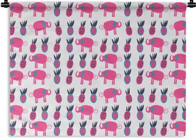Produktbild von MuchoWow® Wandteppich Wandbehang Ananas - Elefant - Design 150x112.50 cm Tapisserie Dekoration Wandtuch - Wanddecke - Wandteppiche