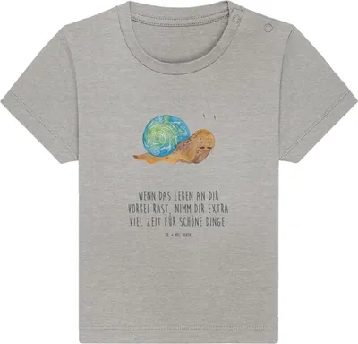 Produktbild von Mr. & Mrs. Panda Babyshirt Schnecke Sir 24. - 36. Monat - Heather Grey - Geschenk,  Baby Shirt, Organic T-Shirt, Weisheit, Motivation, Schnecken, Lustige Sprüche
