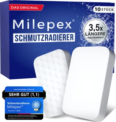Produktbild von Milepex® Schmutzradierer [10x] – Premium Schwamm für Wand, Boden, Sneaker & Auto | Zauberschwamm & Magic Eraser für Haushalt, Bad & Küche