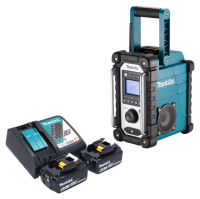 Zdjęcie produktu dla Makita DMR 116 RG akumulatorowy radiotelefon budowlany 14,4 - 18 V AM FM AUX + 2x akumulator 6,0 Ah + ładowarka
