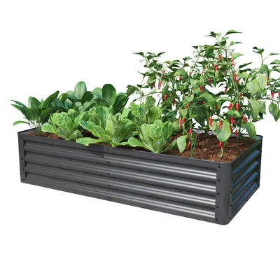 Image de PRIMEYARD Carré potager surélevé LUCA, acier, anthracite 150x75x35 cm