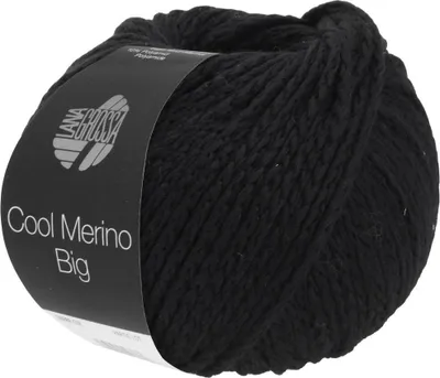 A ball of black yarn with a label.