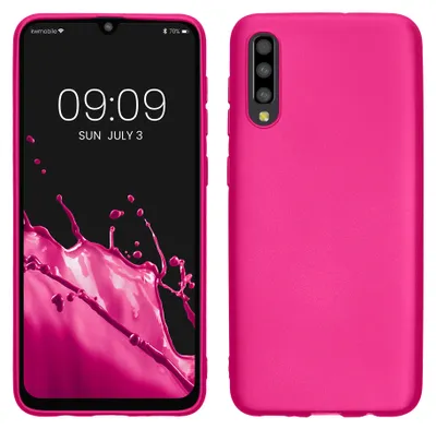 Produktbild von kwmobile Case kompatibel mit Samsung Galaxy A50 Hülle - Schutzhülle aus Silikon metallisch schimmernd - Handyhülle Metallic Pink