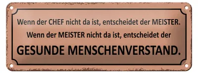 Produktbild von Blechschild Spruch 27x10cm wenn der Chef nicht da Meister Dekoration