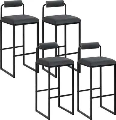 Produktbild von WOLTU Barhocker 4er Set mit Fußstütze, Hochstuhl, Samthocker, aus Metall, Dunkelgrau