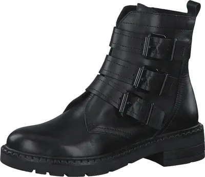 Produktbild von MARCO TOZZI Damen Stiefelette Leder Schnallen Blockabsatz 2-25400-29, Größe:37 EU, Farbe:Schwarz