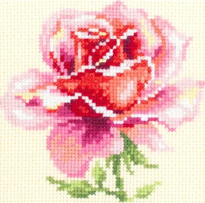 Produktbild von Magic Needle Zweigart Edition Kreuzstich Set "Rosa Rose", Zählmuster, 11x11cm