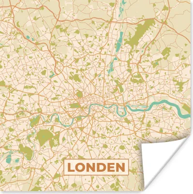 Produktbild von MuchoWow® Poster London - Stadtplan - Vintage - Karte 50x50 cm - Wohnzimmerdekoration