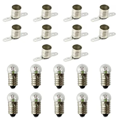 Productafbeelding van E10 Lamphouder - Lamp Fittingen - School Elektronica - Inclusief Gloeilampen - 10 Stuks - Zwart